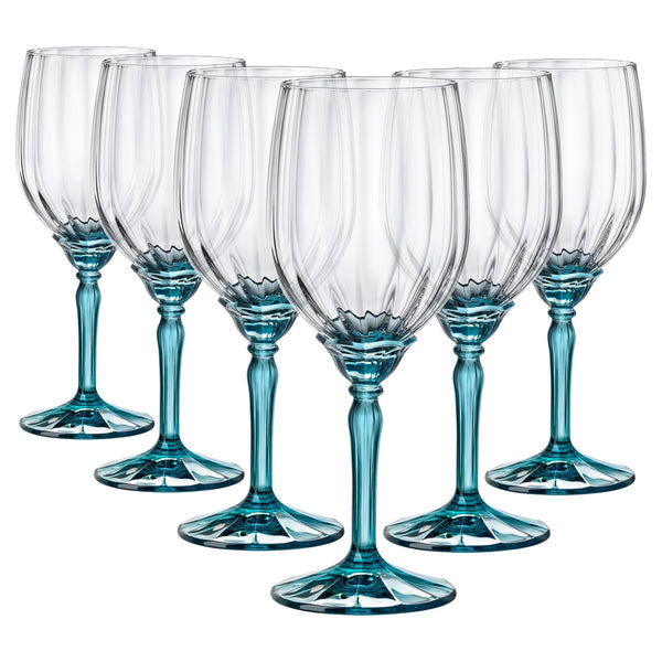 nicola spring 380ml Blue Florian White Wine Glasses - Pack of Six