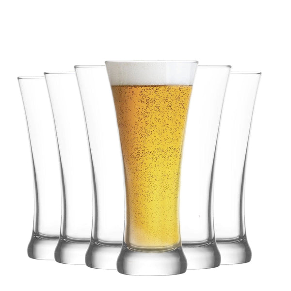 nicola spring 380ml Clear Sorgum Pilsner Beer Glasses - Pack of Six