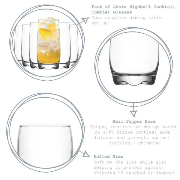 Nicola Spring 390ml Adora Highball Glasses - Pack Of Six