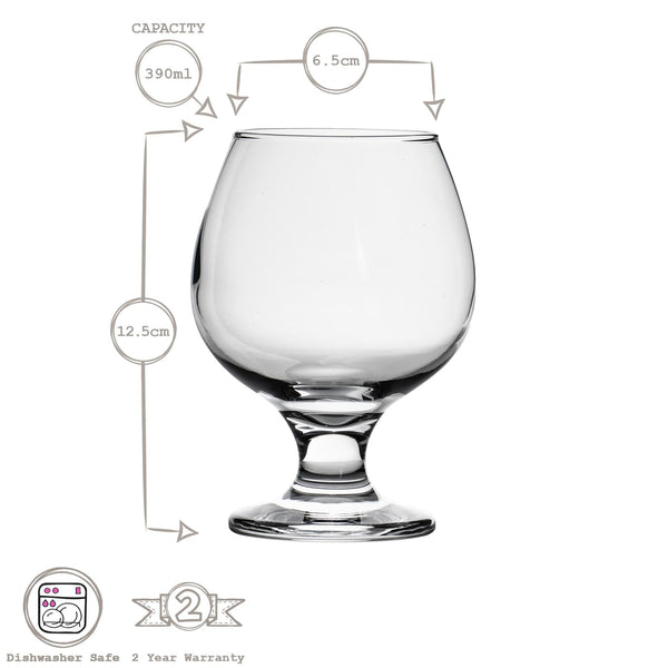 Nicola Spring 390ml Misket Brandy Snifter Glasses - Pack Of Six