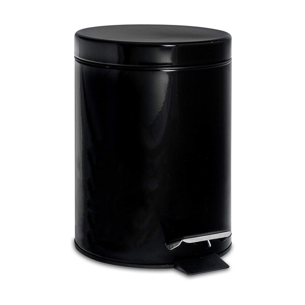 nicola spring 3L Black Round Stainless Steel Bathroom Pedal Bin