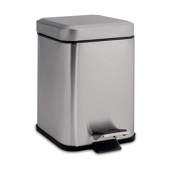 nicola spring 3L Brushed Steel Square Bathroom Pedal Bin