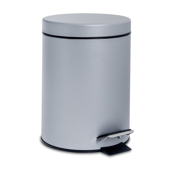 nicola spring 3L Grey Round Stainless Steel Bathroom Pedal Bin