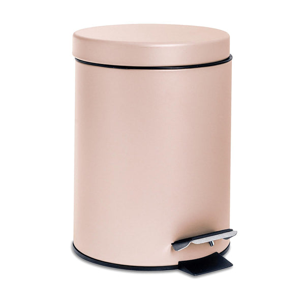 nicola spring 3L Matt Pink Round Stainless Steel Bathroom Pedal Bin