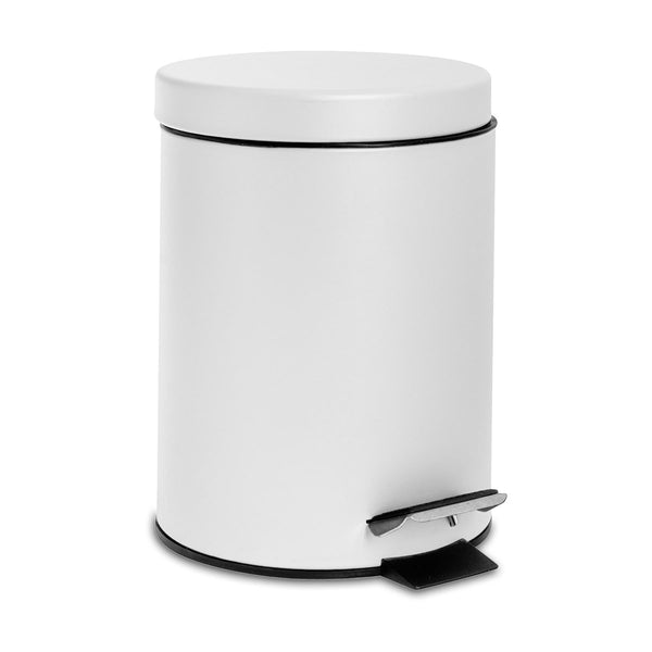 nicola spring 3L Matt White Round Stainless Steel Bathroom Pedal Bin