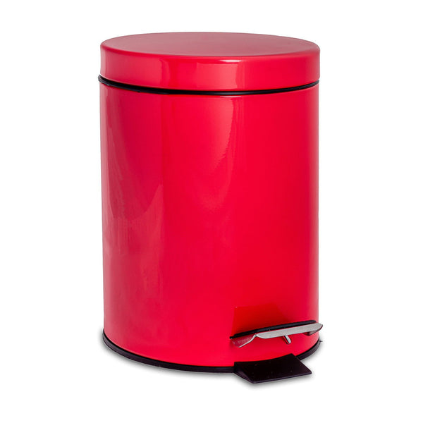 nicola spring 3L Red Round Stainless Steel Bathroom Pedal Bin
