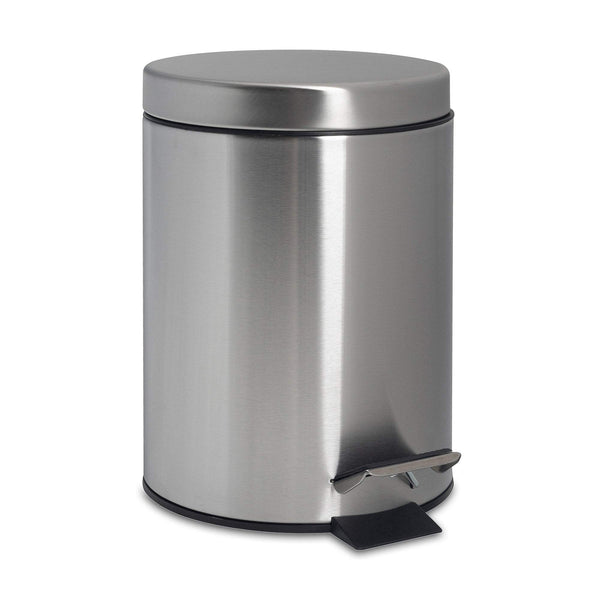 nicola spring 3L Round Brushed Stainless Steel Bathroom Pedal Bin