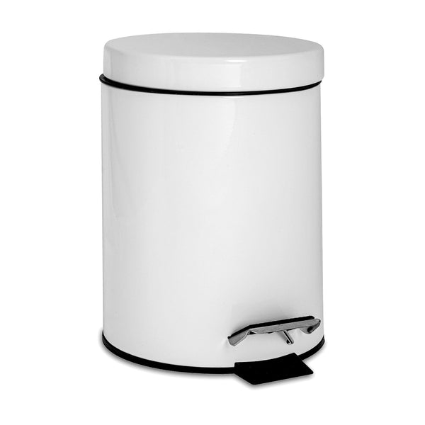 nicola spring 3L White Round Stainless Steel Bathroom Pedal Bin