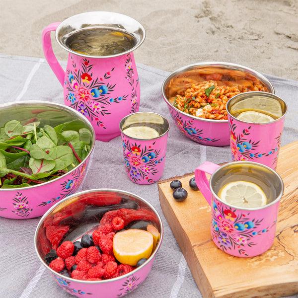 Nicola Spring 3pc Pansy Stainless Steel Picnic Bowl Set