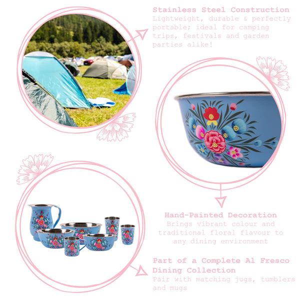 Nicola Spring 3pc Pansy Stainless Steel Picnic Bowl Set