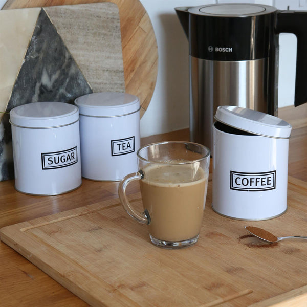 Nicola Spring 3pc Round Metal Tea Coffee Sugar Canister Set