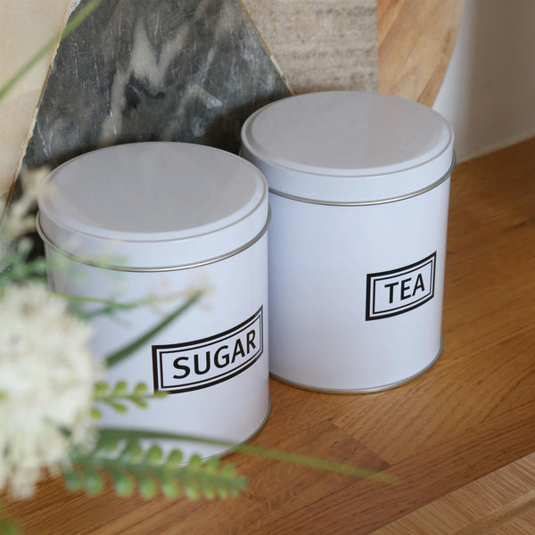 Nicola Spring 3pc Round Metal Tea Coffee Sugar Canister Set