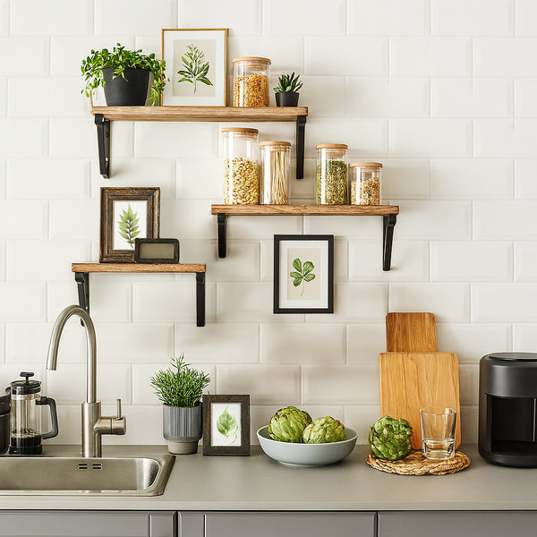 Nicola Spring 3pc Rustic Wooden Floating Shelves Set - Natural