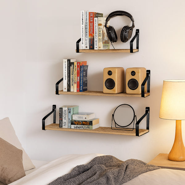 Nicola Spring 3pc Rustic Wooden Floating Shelves Set - Natural