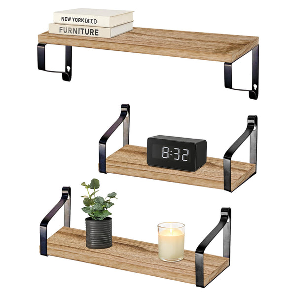nicola spring 3pc Rustic Wooden Floating Shelves Set - Natural