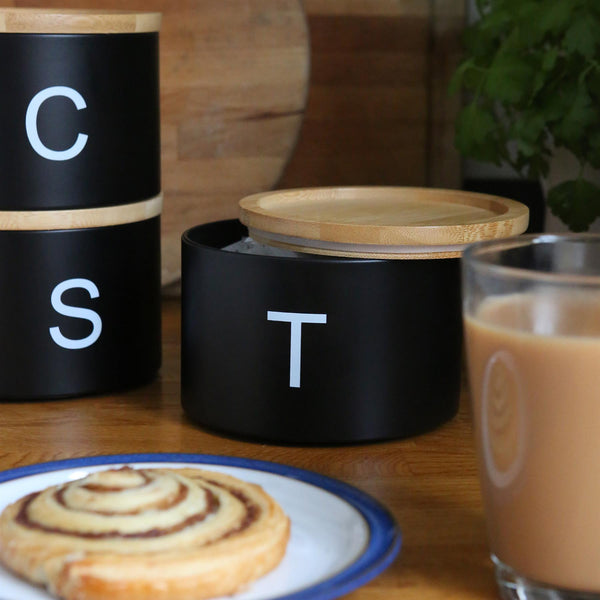 Nicola Spring 3pc Stacking Tea Coffee Sugar Canister Set With Bamboo Lids