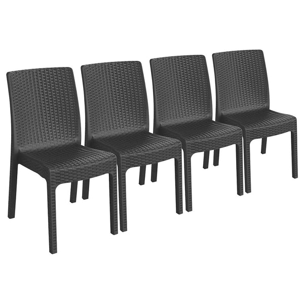 nicola spring 4 piece Rattan Effect Garden Dining Chairs - Anthracite