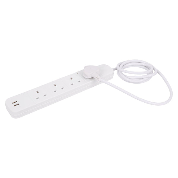 nicola spring 4-Way Extension Lead with 2m Cable & 2 USB Ports
