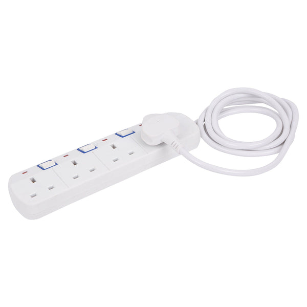 nicola spring 4-Way Individually Switched Extension Lead with 2m Cable