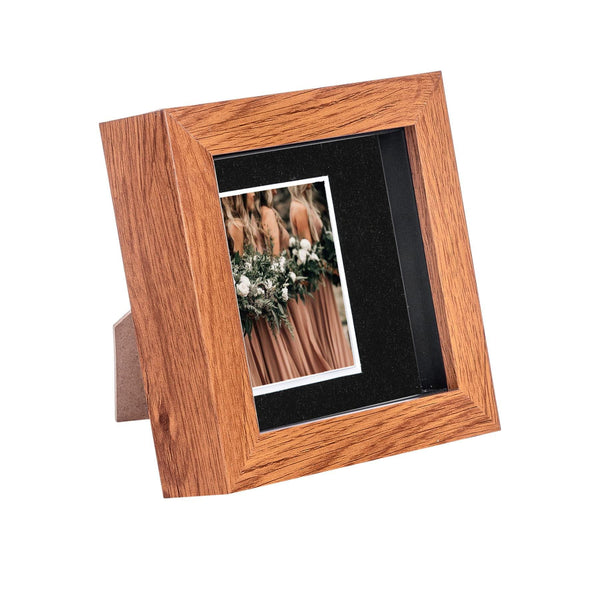 nicola spring 4" x 4" Dark Wood 3D Box Photo Frame - with 2" x 2" Mount