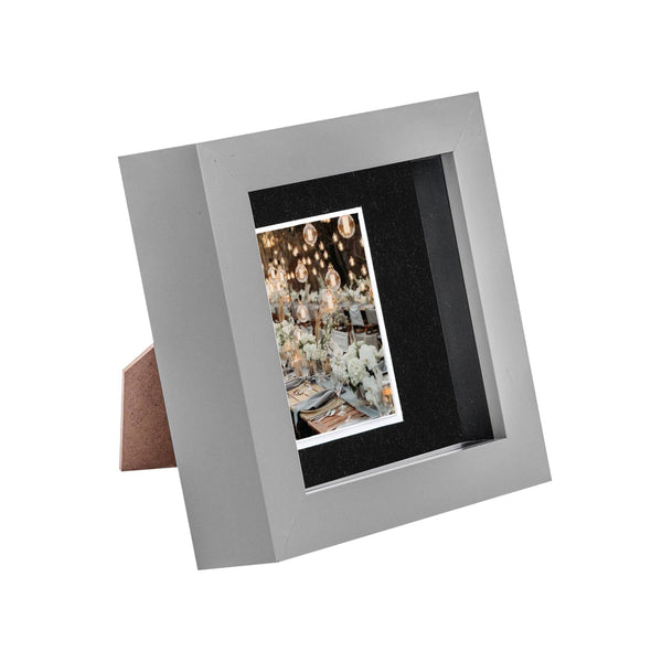 nicola spring 4" x 4" Grey 3D Box Photo Frame - with 2" x 2" Mount