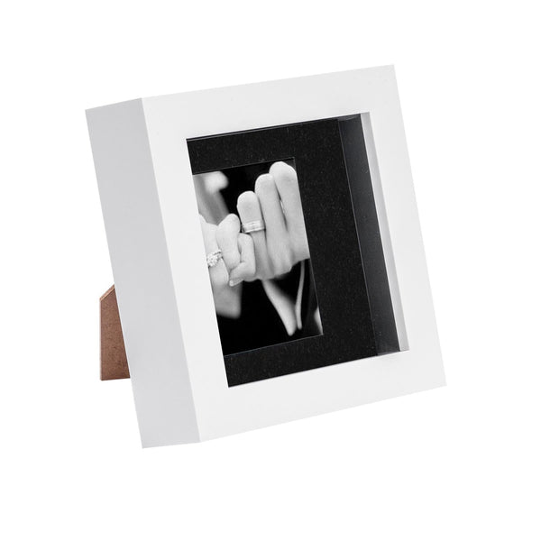 nicola spring 4" x 4" White 3D Box Photo Frame - with 2" x 2" Mount