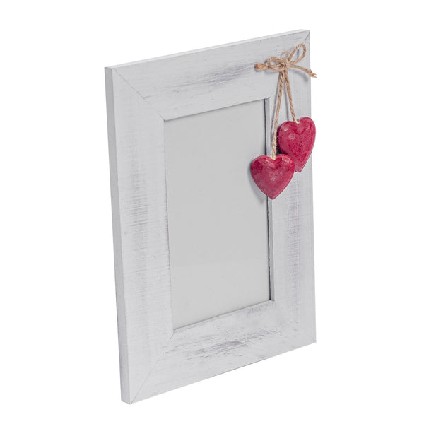 nicola spring 4" x 6" White Standing Photo Frame with Hearts
