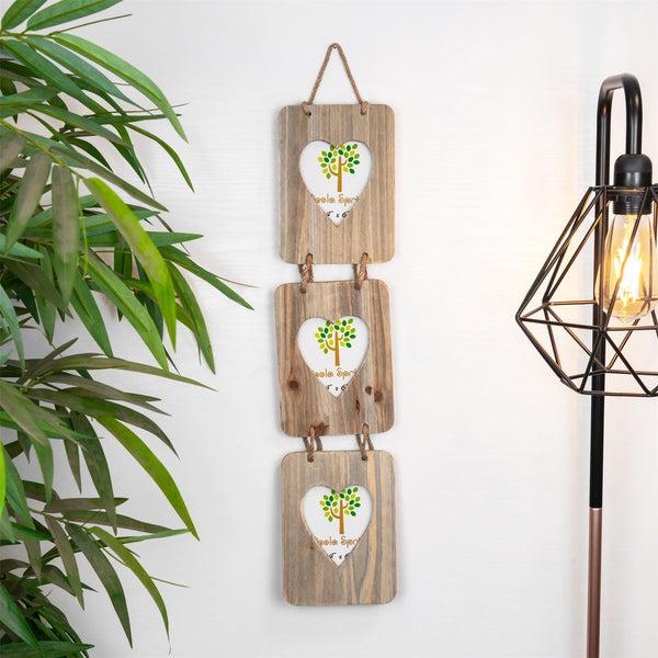 Nicola Spring 4" X 6" Wooden Hearts Hanging Triple Photo Frame