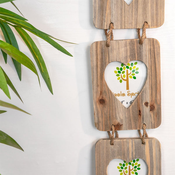 Nicola Spring 4" X 6" Wooden Hearts Hanging Triple Photo Frame