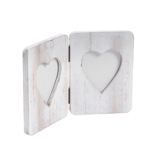 nicola spring 4" x 6" Wooden Hearts Standing Double Photo Frame