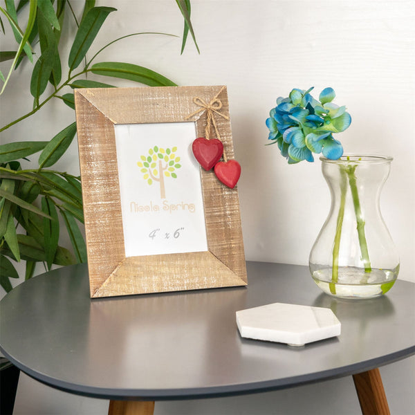 Nicola Spring 4" X 6" Wooden Standing Photo Frame With Hearts