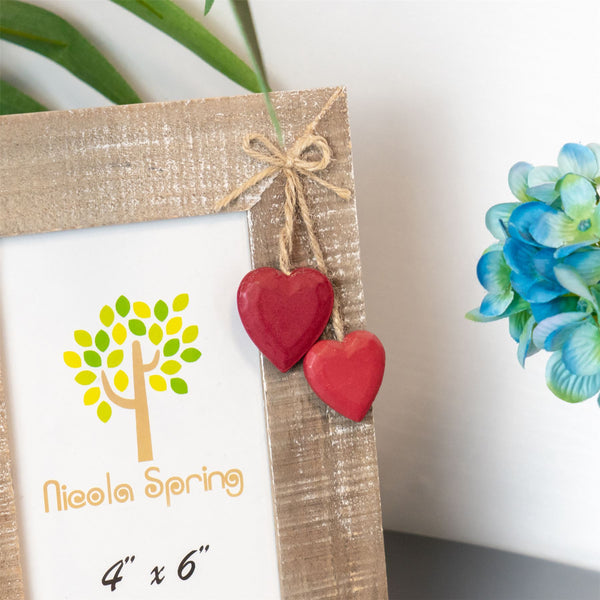 Nicola Spring 4" X 6" Wooden Standing Photo Frame With Hearts