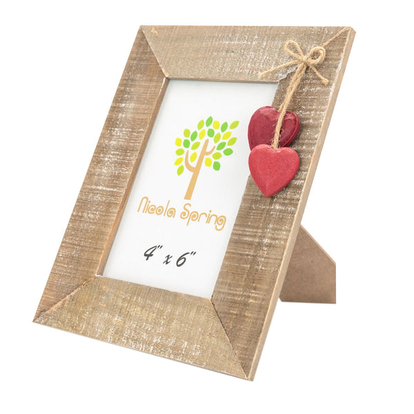 nicola spring 4" x 6" Wooden Standing Photo Frame with Hearts