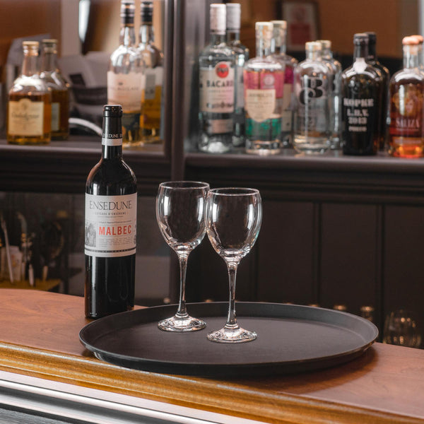 Nicola Spring 40.5cm Black Round Plastic Non-Slip Serving Tray