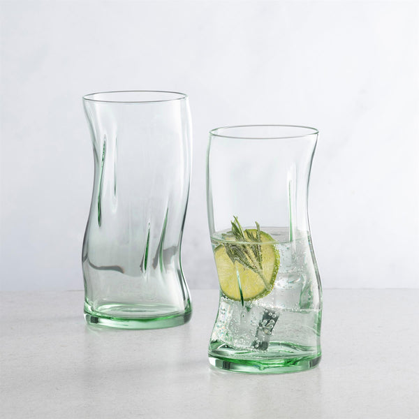 Nicola Spring 400ml Aware Amorf Recycled Highball Glasses - Green - Pack Of Four