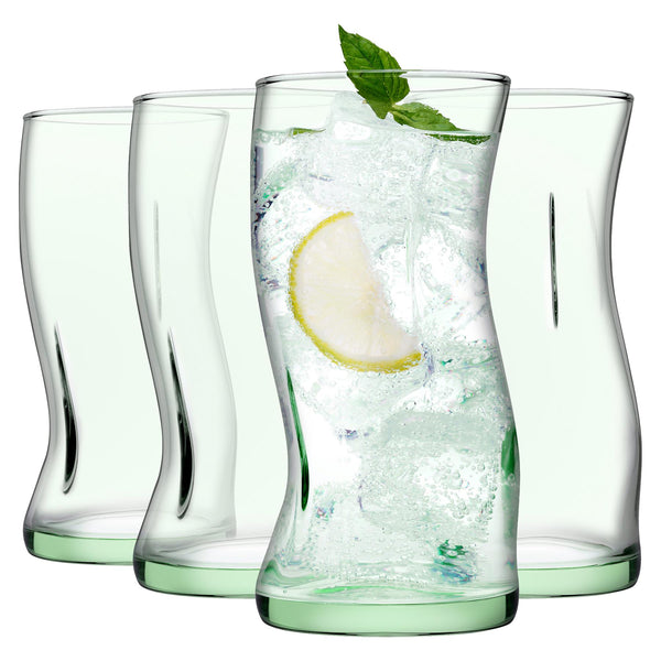 nicola spring 400ml Aware Amorf Recycled Highball Glasses - Green - Pack of Four