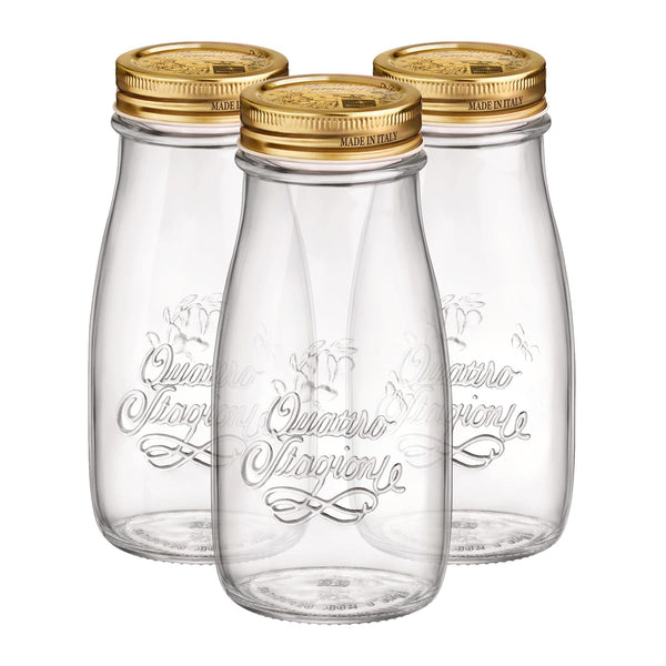 nicola spring 400ml Quattro Stagioni Glass Bottles with Screw Top Lid - Pack of 3