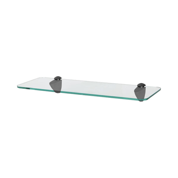 nicola spring 40cm Rounded Floating Glass Shelf with Black Fixings