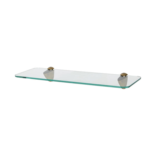 nicola spring 40cm Rounded Floating Glass Shelf with Gold Fixings