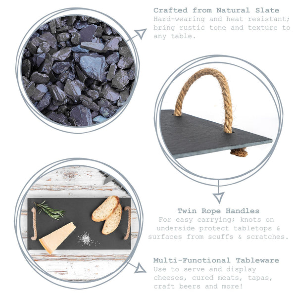 Nicola Spring 40cm X 20cm Slate Rope Handle Serving Platter