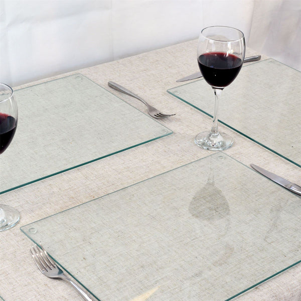 Nicola Spring 40cm X 30cm Glass Placemats - Pack Of Six