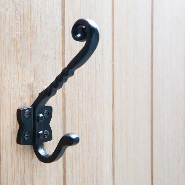 Nicola Spring 40mm X 125mm Black Twisted Scroll Hat & Coat Hook