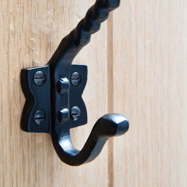 Nicola Spring 40mm X 125mm Black Twisted Scroll Hat & Coat Hook