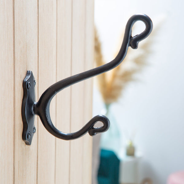 Nicola Spring 40mm X 140mm Black Curly Hat & Coat Hook