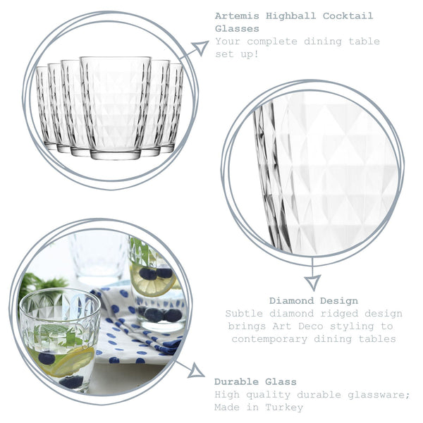 Nicola Spring 415ml Artemis Highball Glasses - Pack Of Six