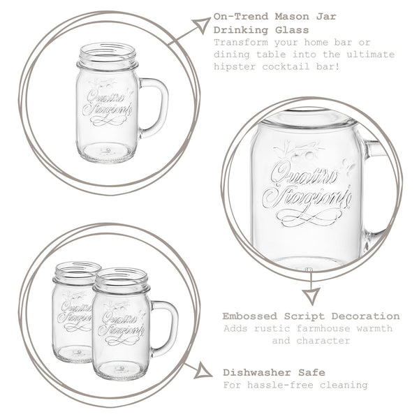 Nicola Spring 415ml Quattro Stagioni Mason Jars - Pack Of Six