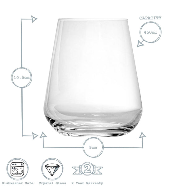 Nicola Spring 450ml Inalto Uno Stemless Wine Glasses - Pack Of Six