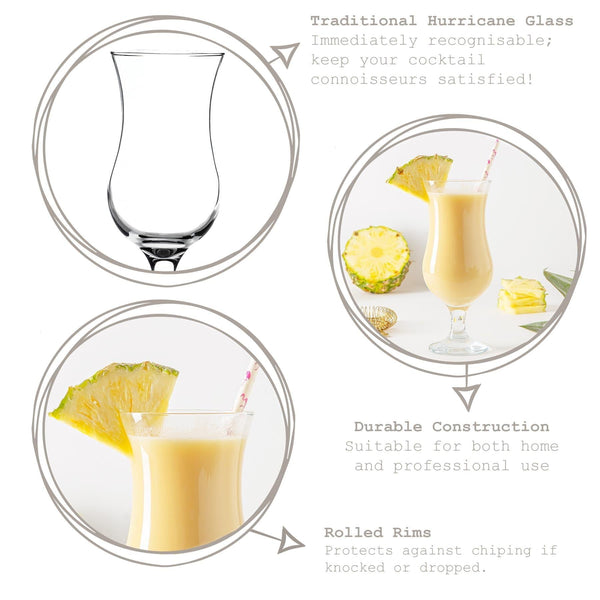 Nicola Spring 460ml Fiesta Pina Colada Glasses - Pack Of Six