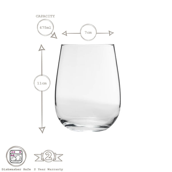 Nicola Spring 475ml Gaia Stemless Wine Glasses - Pack Of Six