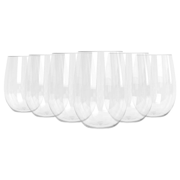nicola spring 480ml Reusable Plastic Stemless Wine Glasses - Pack of Six